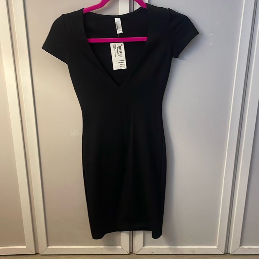 Black American Apparel Bodycon Low V Neck Mini Dress Size XS